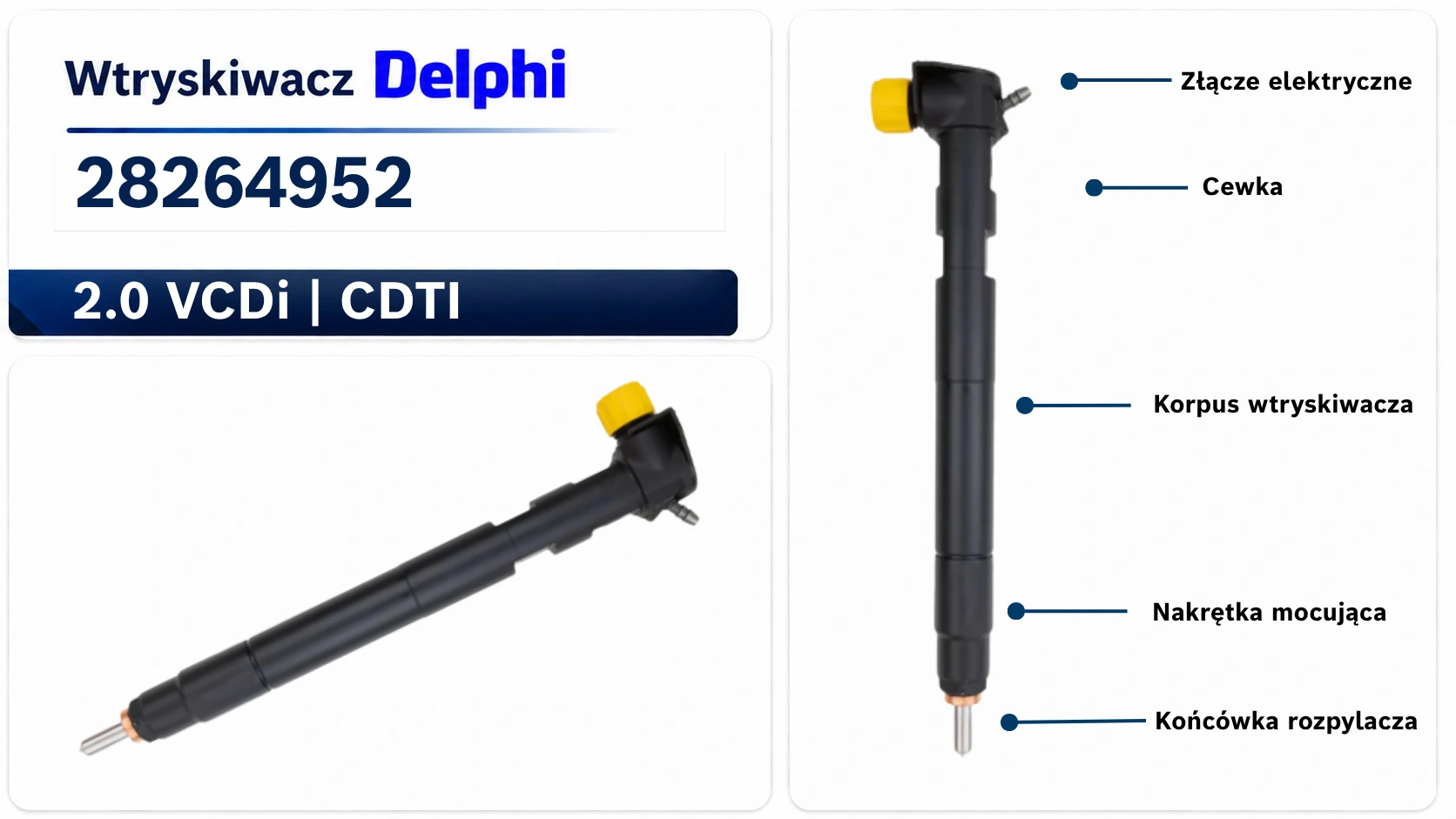 Oznaczenie wtryskiwacza Delphi 28264952 Numer 28264952 na wtryskiwaczu Delphi