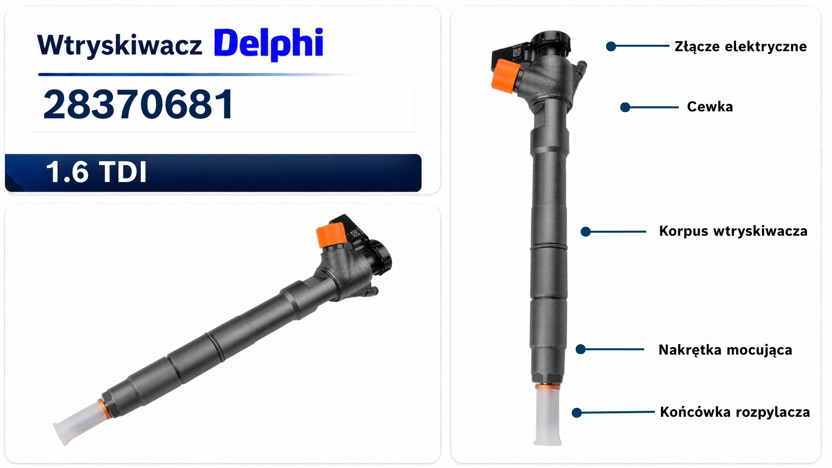 Oznaczenie wtryskiwacza Delphi 28370681 Numer 28370681 na wtryskiwaczu Delphi