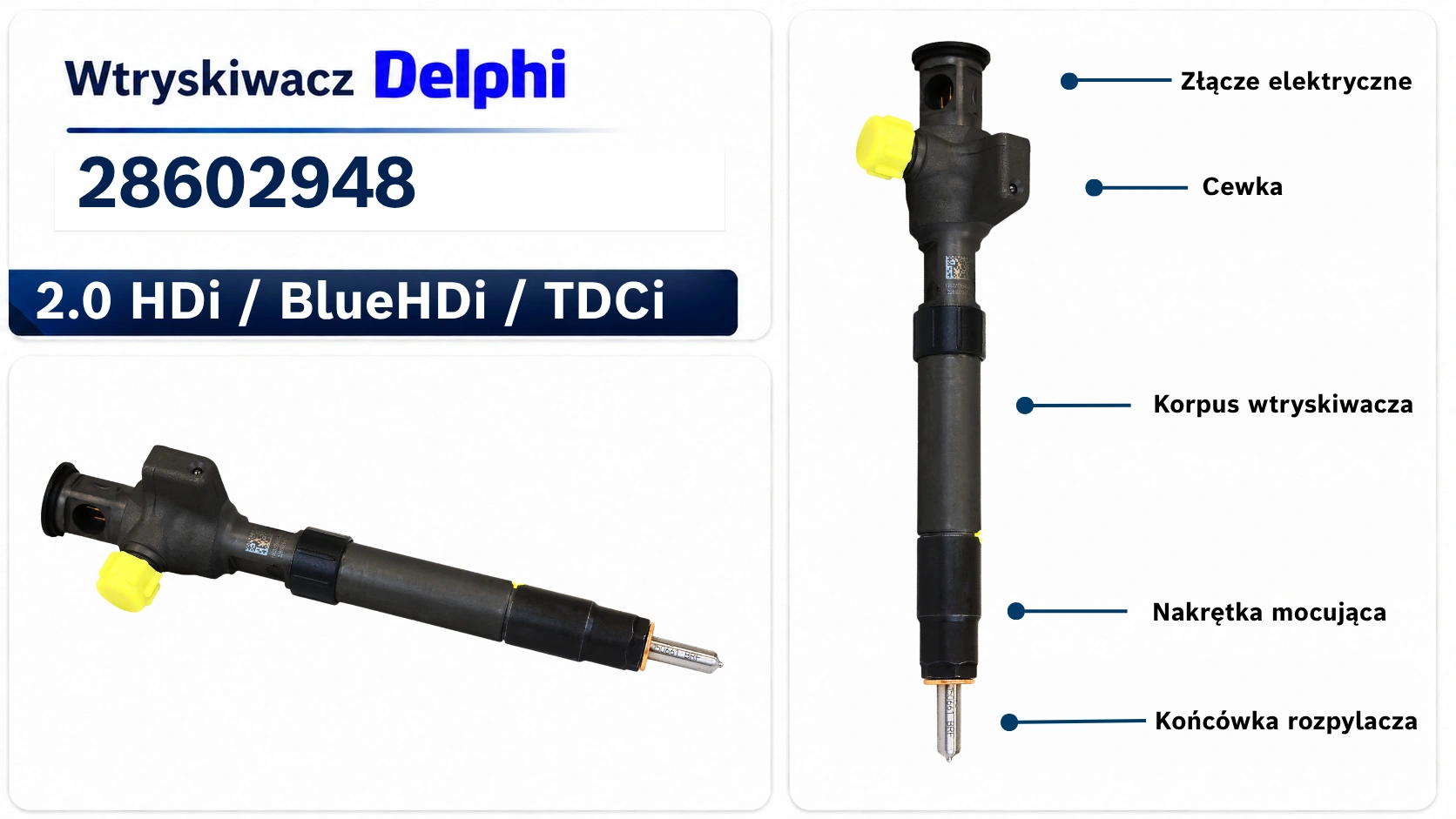 Oznaczenie wtryskiwacza Delphi 28602948 Numer 28602948 na wtryskiwaczu Delphi