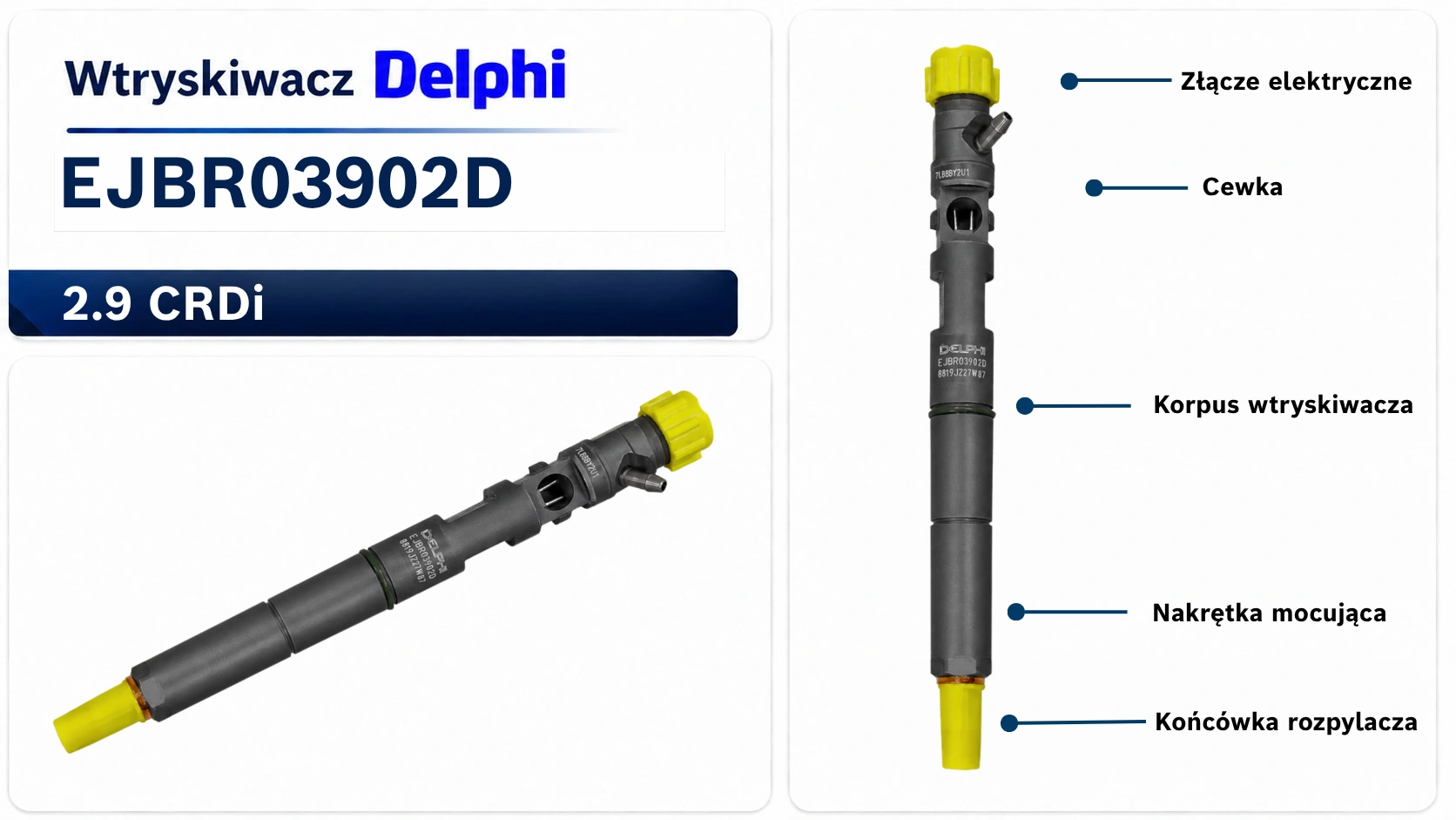 Oznaczenie wtryskiwacza Delphi EJBR03902D Numer EJBR03902D na wtryskiwaczu Delphi