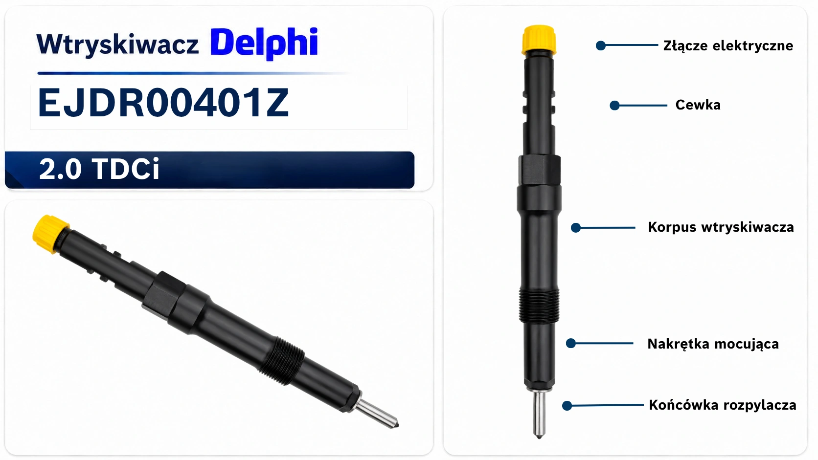 Numer EJDR00401Z widoczny na wtryskiwaczu Delphi