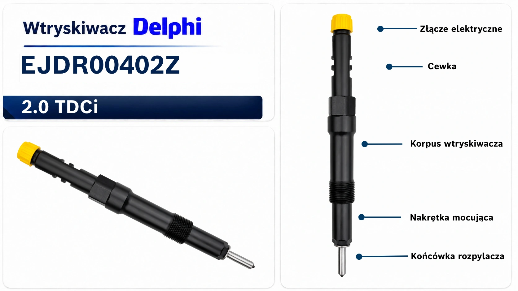 Oznaczenie wtryskiwacza Delphi EJDR00402Z Numer EJDR00402Z na wtryskiwaczu Delphi