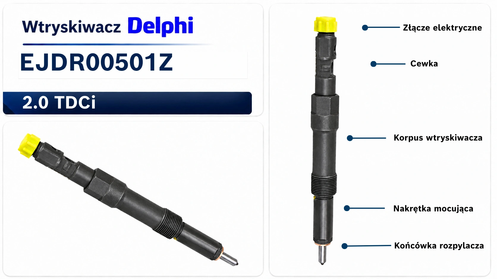 Oznaczenie wtryskiwacza Delphi EJDR00501Z Numer EJDR00501Z na wtryskiwaczu Delphi