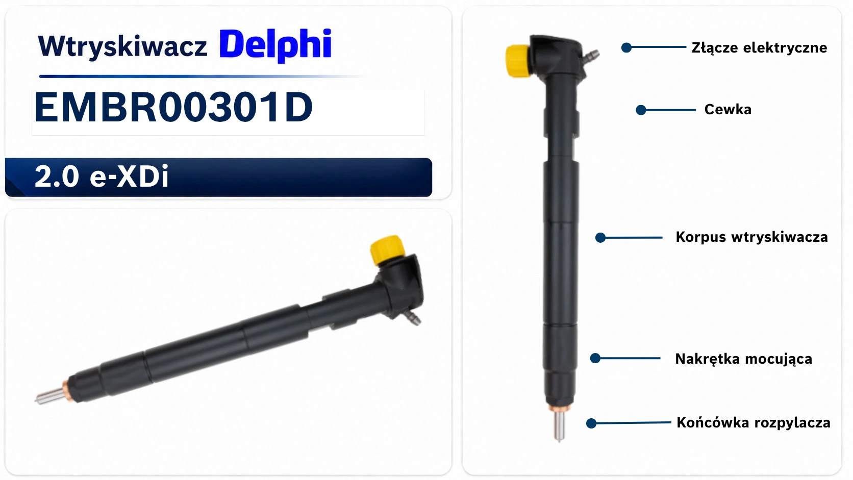 Oznaczenie wtryskiwacza Delphi EMBR00301D Numer EMBR00301D na wtryskiwaczu Delphi