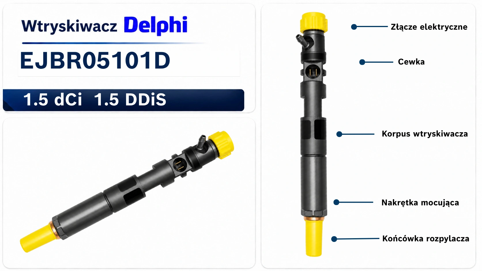 Oznaczenie wtryskiwacza EJBR05101D Delphi Numer EJBR05101D na wtryskiwaczu Delphi