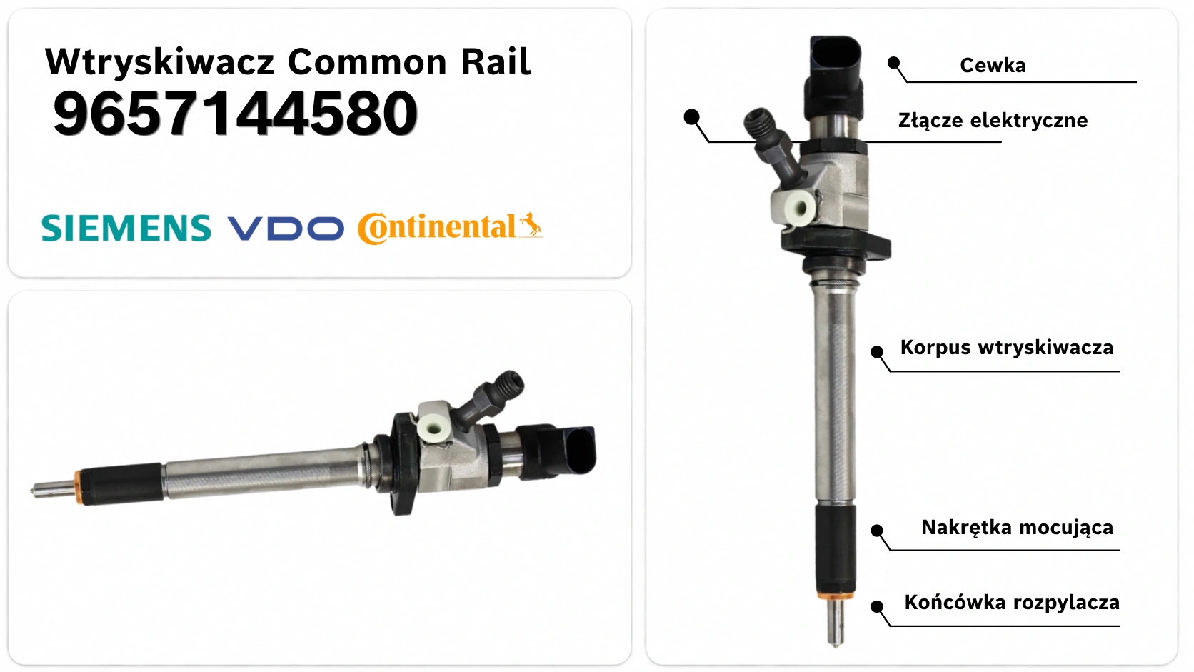 Numer 9657144580 na wtryskiwaczu Siemens VDO