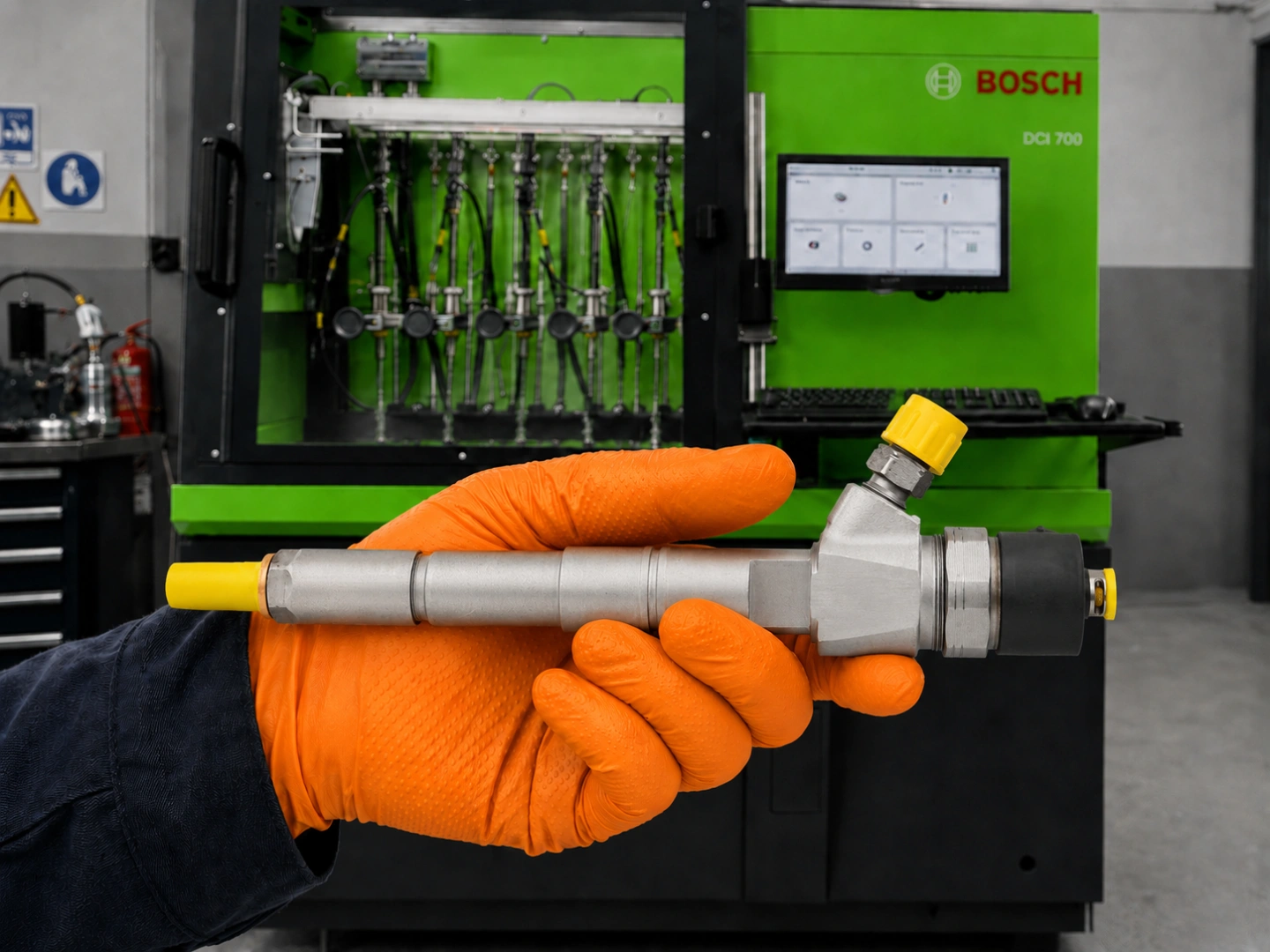 Stanowisko probiercze Bosch do testowania wtryskiwaczy Test wtryskiwaczy Common Rail na stole probierczym Bosch