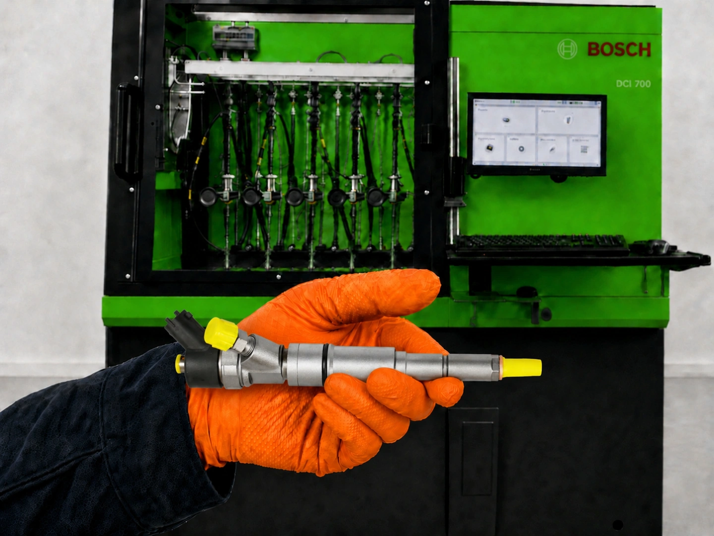 Testowanie wtryskiwaczy Common Rail w Pawlik Diesel Service Stanowisko probiercze Bosch do diagnostyki wtryskiwaczy