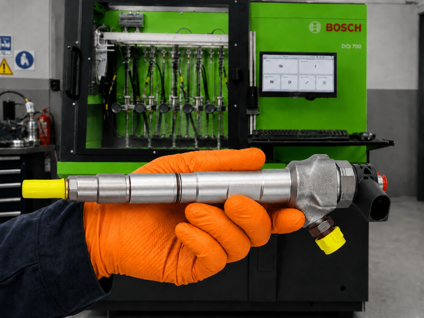 Test wtryskiwaczy Bosch Common Rail w Bosch Diesel Service Stanowisko probiercze Bosch do testowania wtryskiwaczy