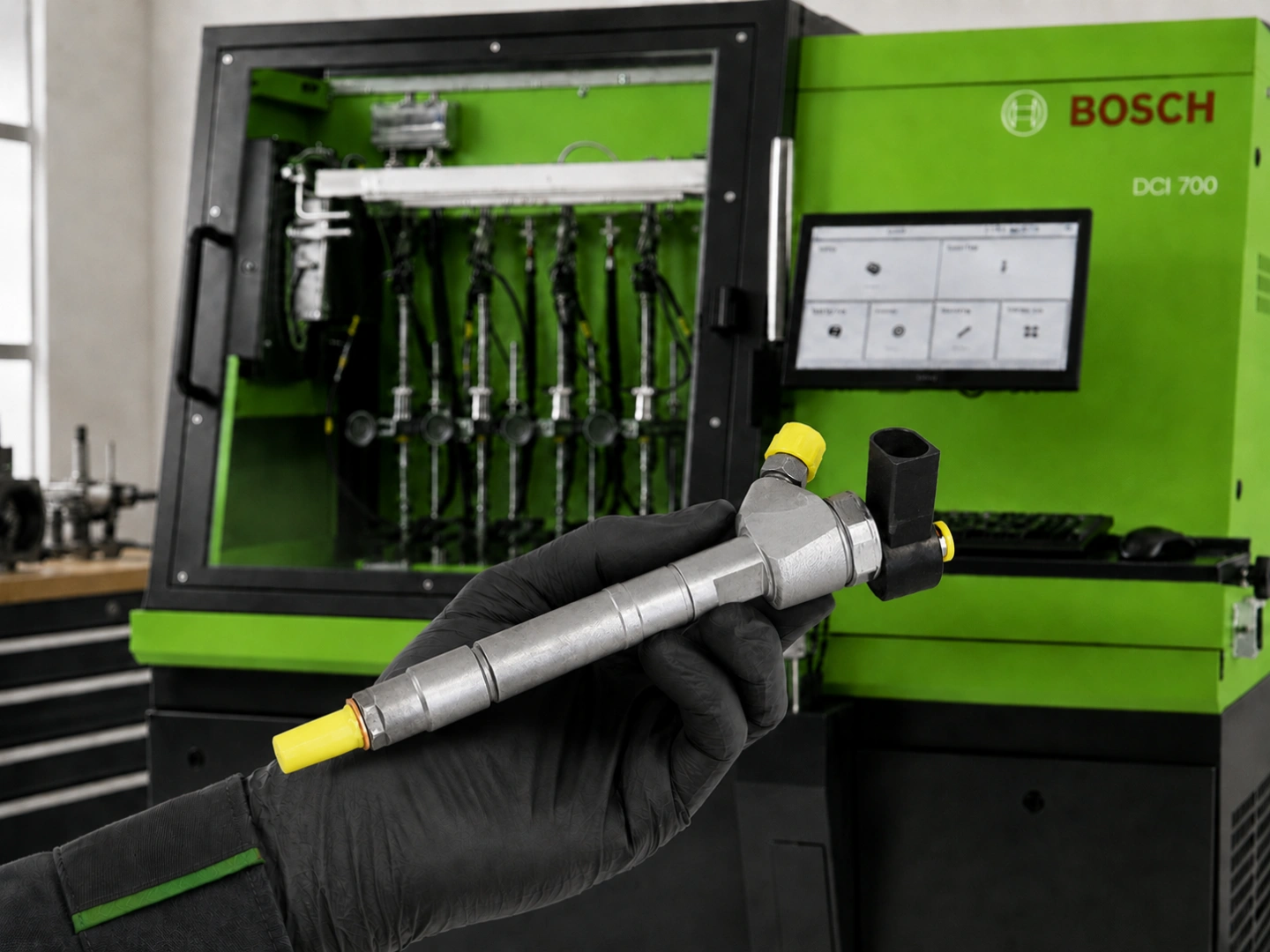 Test wtryskiwaczy Common Rail na stanowisku Bosch Stanowisko probiercze Bosch do diagnostyki wtryskiwaczy Common Rail
