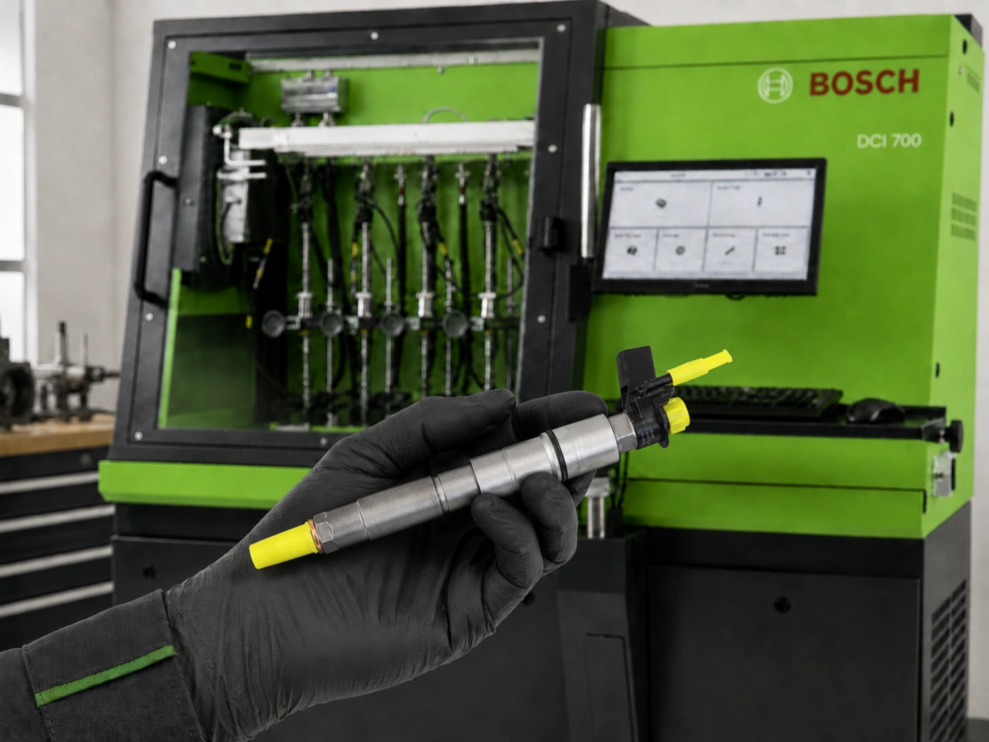 Test wtryskiwaczy piezo Common Rail na stole Bosch Stanowisko Bosch do testowania wtryskiwaczy Common Rail