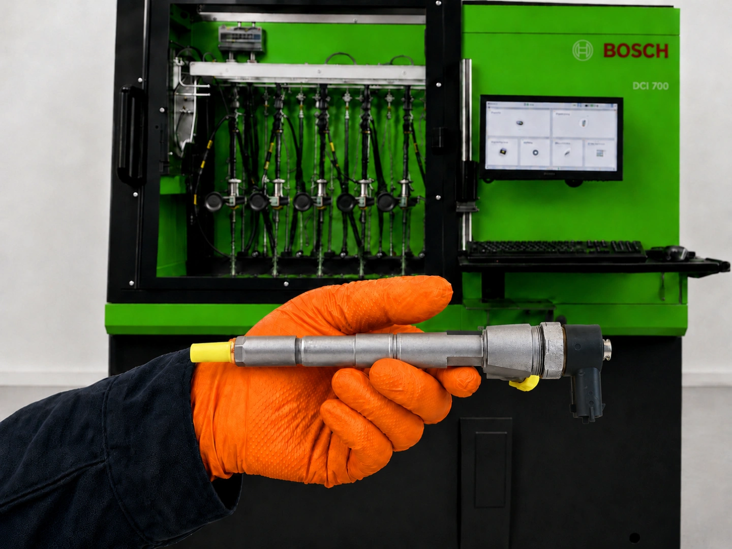 Testowanie wtryskiwaczy Common Rail w Bosch Diesel Service Stanowisko probiercze Bosch do diagnostyki wtryskiwaczy