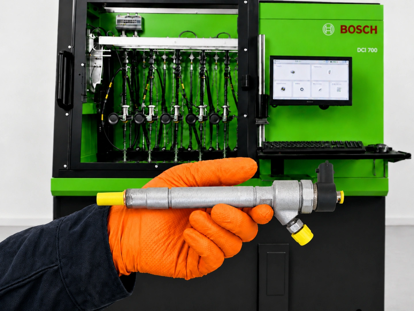 Testowanie wtryskiwaczy Common Rail w Bosch Diesel Service Stanowisko probiercze Bosch do diagnostyki wtryskiwaczy