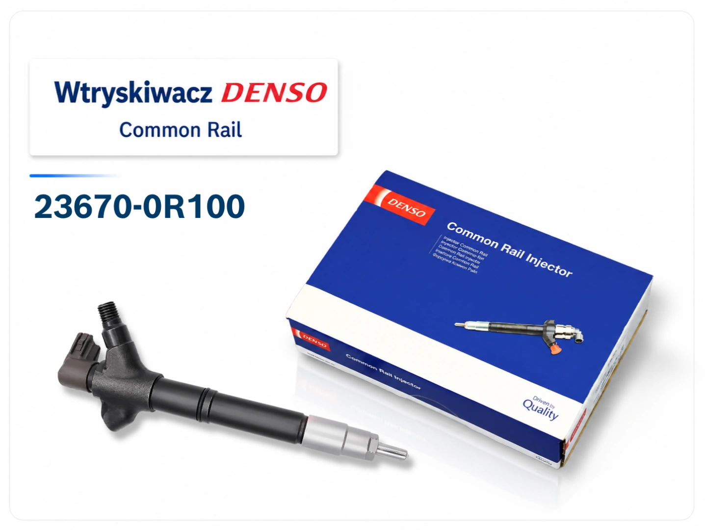 Wtryskiwacz Denso 23670-0R100 do Toyoty 2.0 D-4D Wtryskiwacz Denso 23670-0R100 z opakowaniem przygotowany do sprzedaży