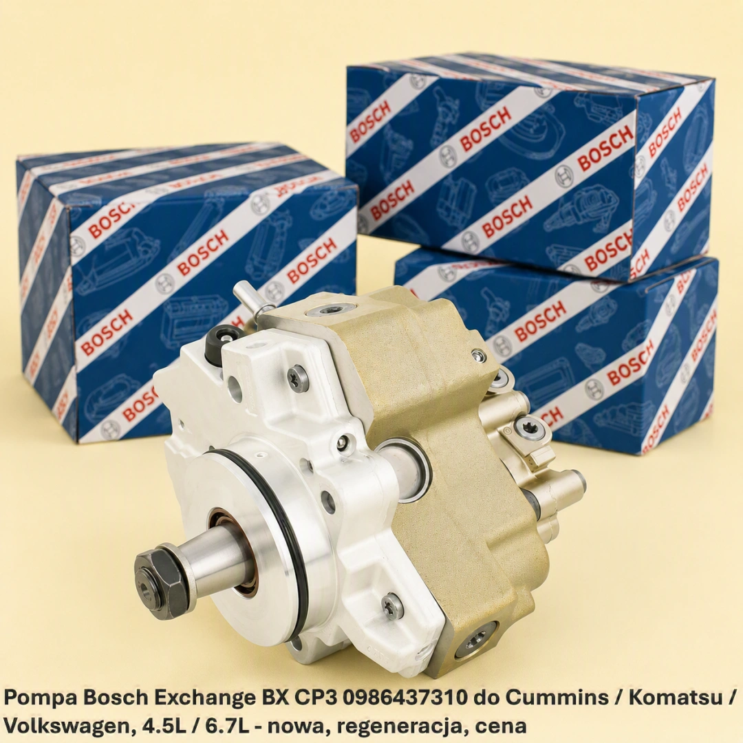 Pompa Bosch Exchange BX CP3 0986437310 do Cummins / Komatsu / Volkswagen, 4.5L / 6.7L - nowa, regeneracja, cena