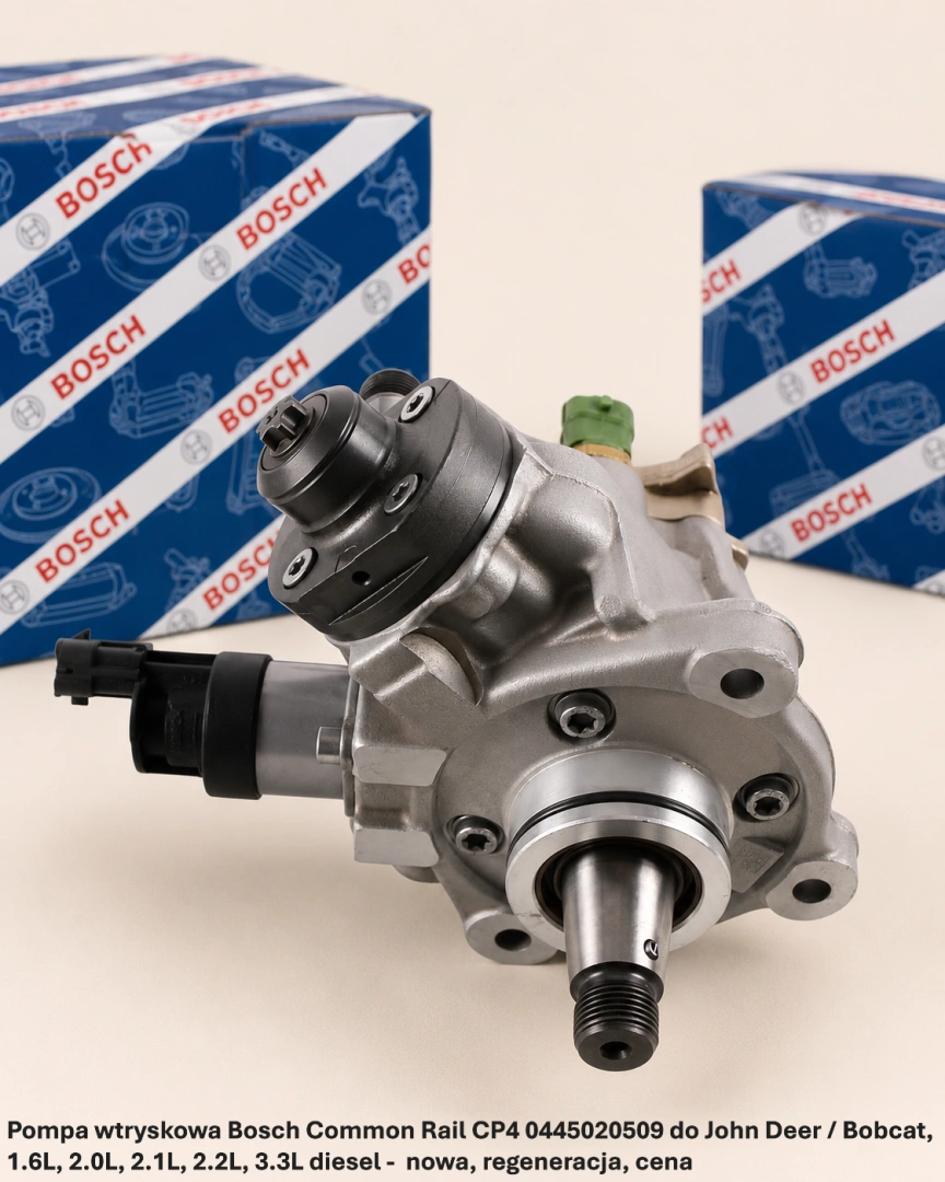 Pompa wtryskowa Bosch Common Rail CP4 0445020509 do John Deer / Bobcat, 1.6L, 2.0L, 2.1L, 2.2L, 3.3L diesel 
