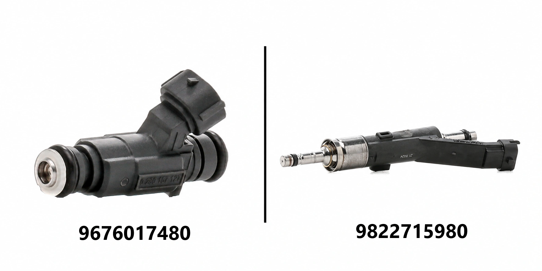 Po lewej: wtryskiwacz benzynowy do C3 Aircross 82/83, po prawej: C3 Aircross 110/130.