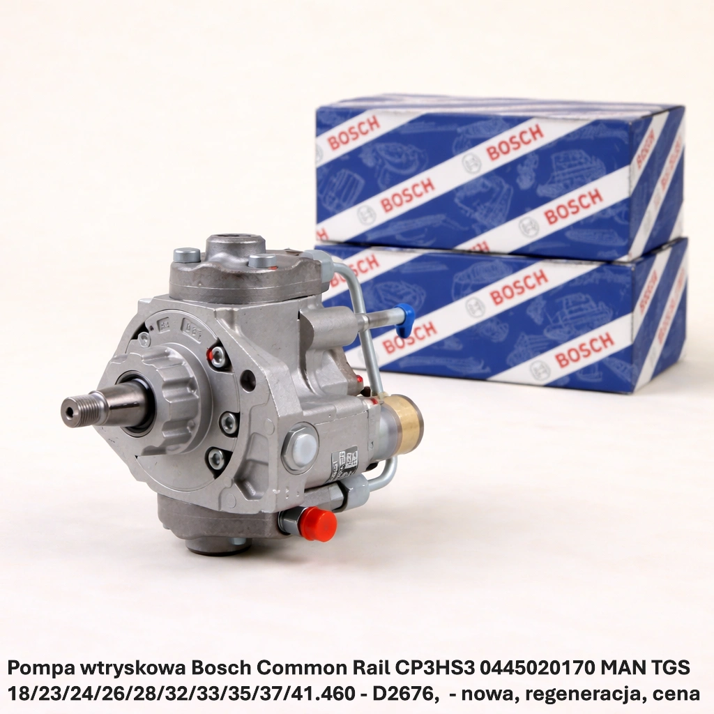 Pompa wtryskowa Bosch Common Rail CP3HS3 0445020170 MAN TGS 18/23/24/26/28/32/33/35/37/41.460 - D2676 Pompa wtryskowa Bosch Common Rail CP3HS3 0445020170 MAN TGS 18/23/24/26/28/32/33/35/37/41.460 - D2676,- nowa, regeneracja, cena