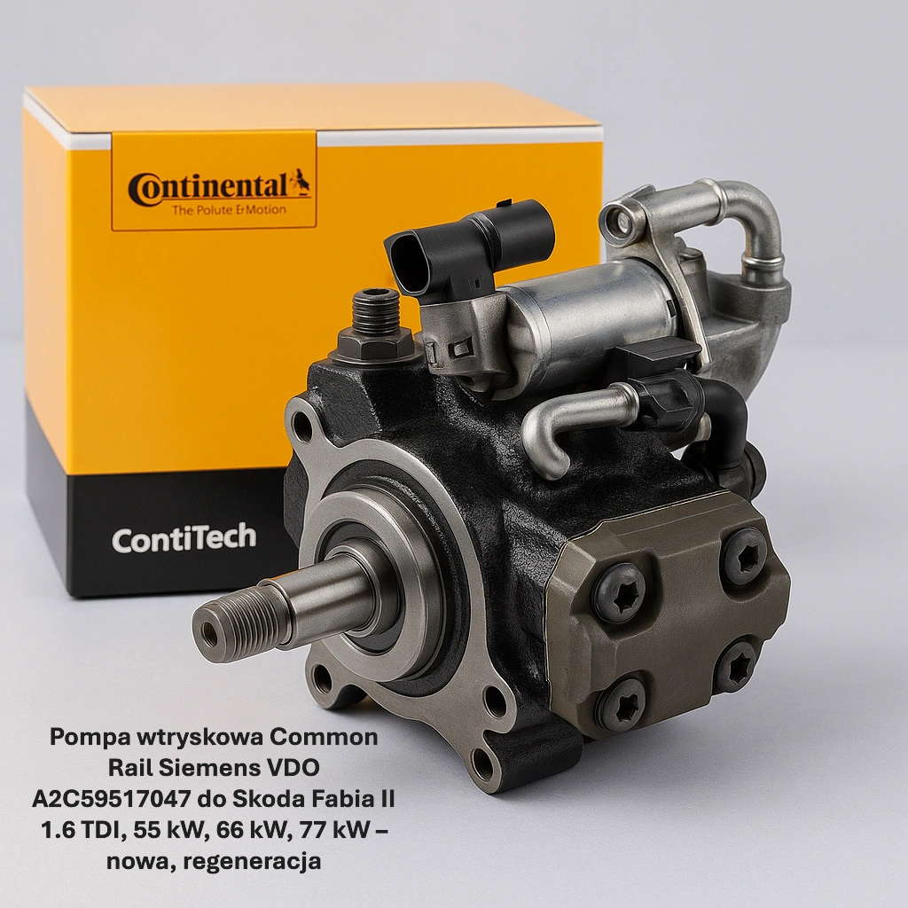 Pompa wtryskowa Common Rail Siemens VDO A2C59517047 do Skoda Fabia II 1.6 TDI, 55 kW, 66 kW, 77 kW – nowa, regeneracja