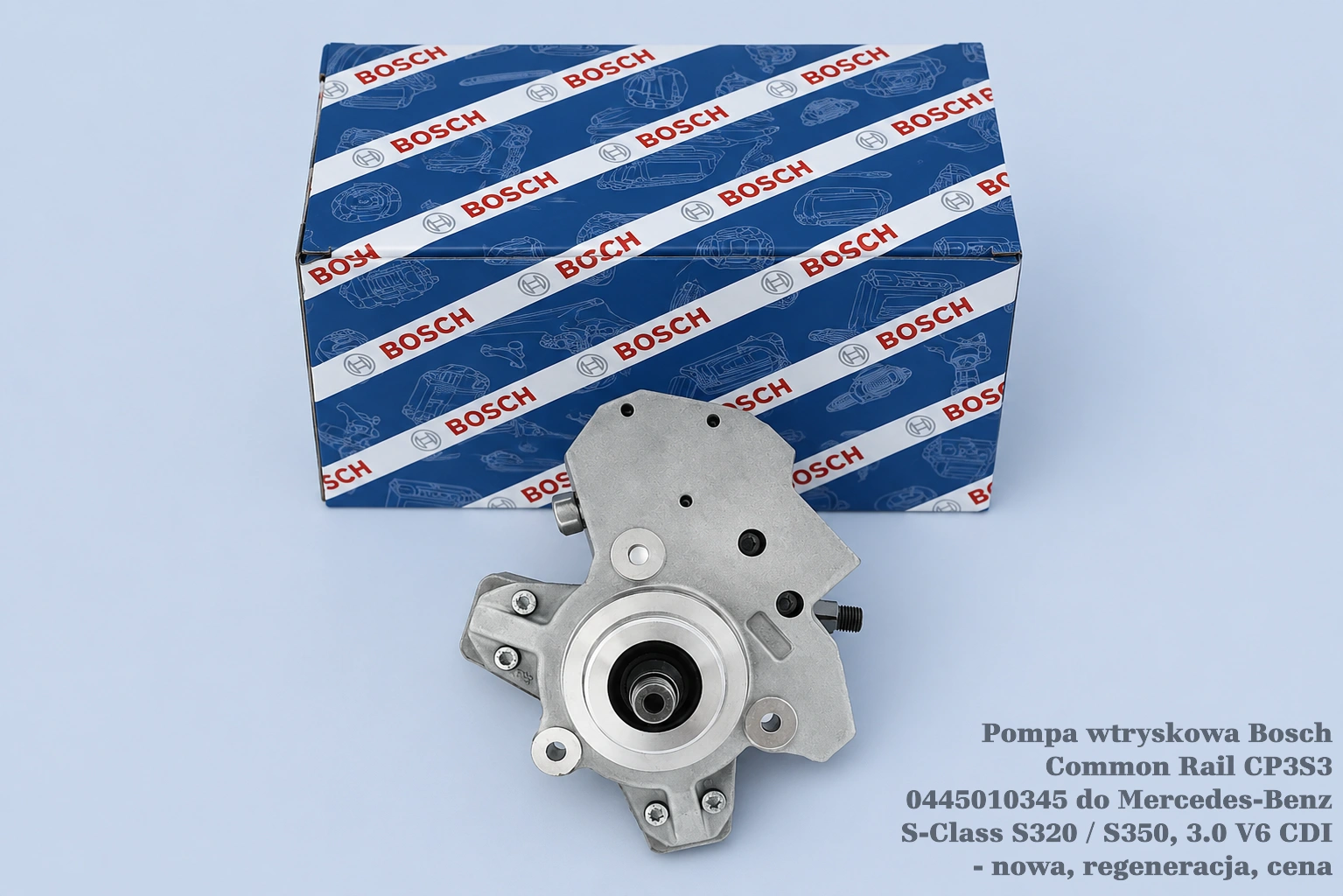 Pompa wtryskowa Bosch Common Rail CP3S3 0445010345 do Mercedes-Benz S-Class S320 / S350, 3.0 V6 CDI Pompa wtryskowa Bosch Common Rail CP3S3 0445010345 do Mercedes-Benz S-Class S320 / S350, 3.0 V6 CDI - nowa, regeneracja, cena