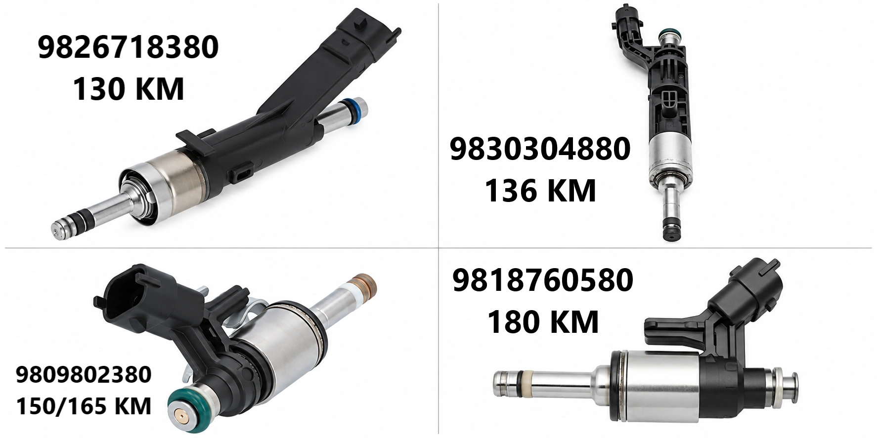 Wtryskiwacze benzynowe do Peugeota 5008 II generacji z oznaczeniami OE.