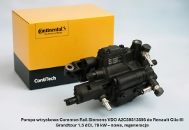 Pompa wtryskowa Common Rail Siemens VDO A2C59513595 do Renault Clio III Grandtour 1.5 dCi, 78 kW – nowa, regeneracja