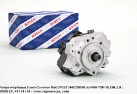 Pompa wtryskowa Bosch Common Rail CP3S3 0445020060 do MAN TGM 15.280, 6.9 l, D0836 LFL 41 / 51 / 54 - nowa, regeneracja, cena