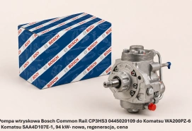 Pompa wtryskowa Bosch Common Rail CP3HS3 0445020109 do Komatsu WA200PZ-6 - Komatsu SAA4D107E-1, 94 kW- nowa, regeneracja, cena