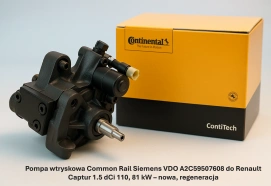 Pompa wtryskowa Common Rail Siemens VDO A2C59507608 do Renault Captur 1.5 dCi 110, 81 kW – nowa, regeneracja