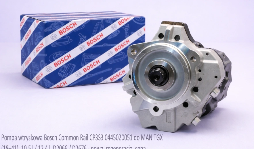 Pompa wtryskowa Bosch Common Rail CP3S3 0445020051 do MAN TGX (18–41), 10.5 l / 12.4 l, D2066 / D2676 - nowa, regeneracja, cena