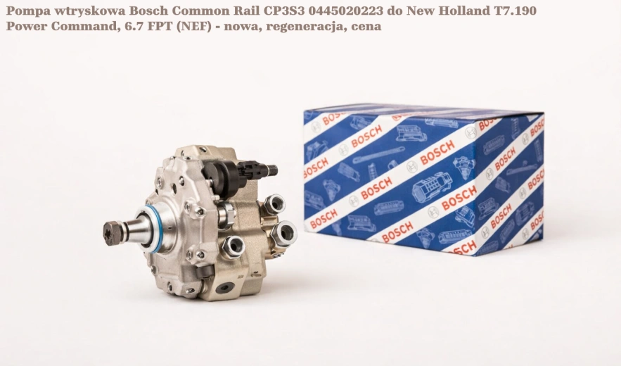 Pompa wtryskowa Bosch Common Rail CP3S3 0445020223 do New Holland T7.190 Power Command, 6.7 FPT (NEF) - nowa, regeneracja, cena