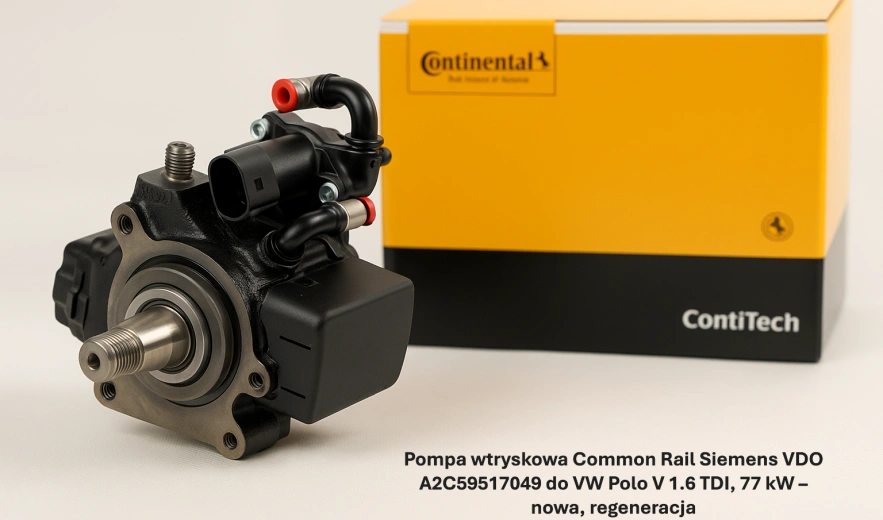 Pompa wtryskowa Common Rail Siemens VDO A2C59517049 do VW Polo V 1.6 TDI, 77 kW – nowa, regeneracja