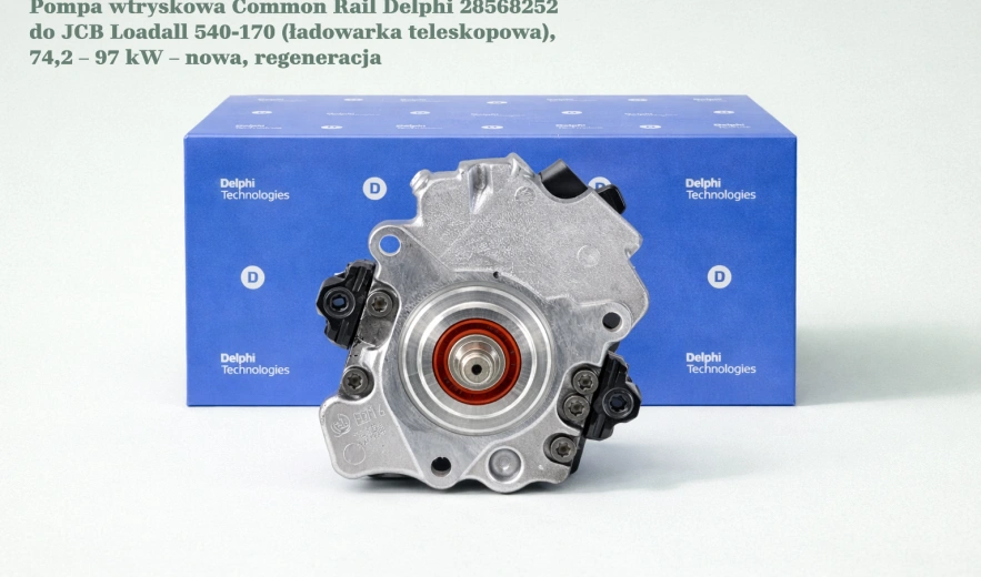 Pompa wtryskowa Common Rail Delphi 28568252 do JCB Loadall 540-170 (ładowarka teleskopowa), 74,2 – 97 kW – nowa, regeneracja