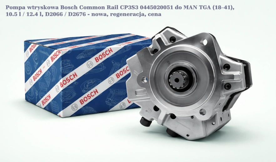 Pompa wtryskowa Bosch Common Rail CP3S3 0445020051 do MAN TGA (18–41), 10.5 l / 12.4 l, D2066 / D2676 - nowa, regeneracja, cena