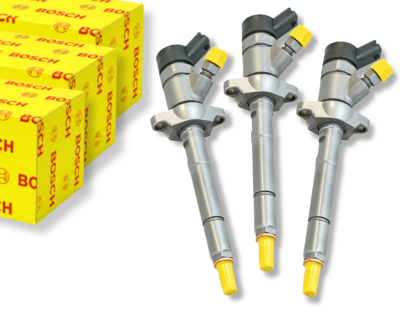 Wtryskiwacz Common Rail – widok produktu Pojedynczy wtryskiwacz Common Rail przedstawiony poziomo na jasnym tle