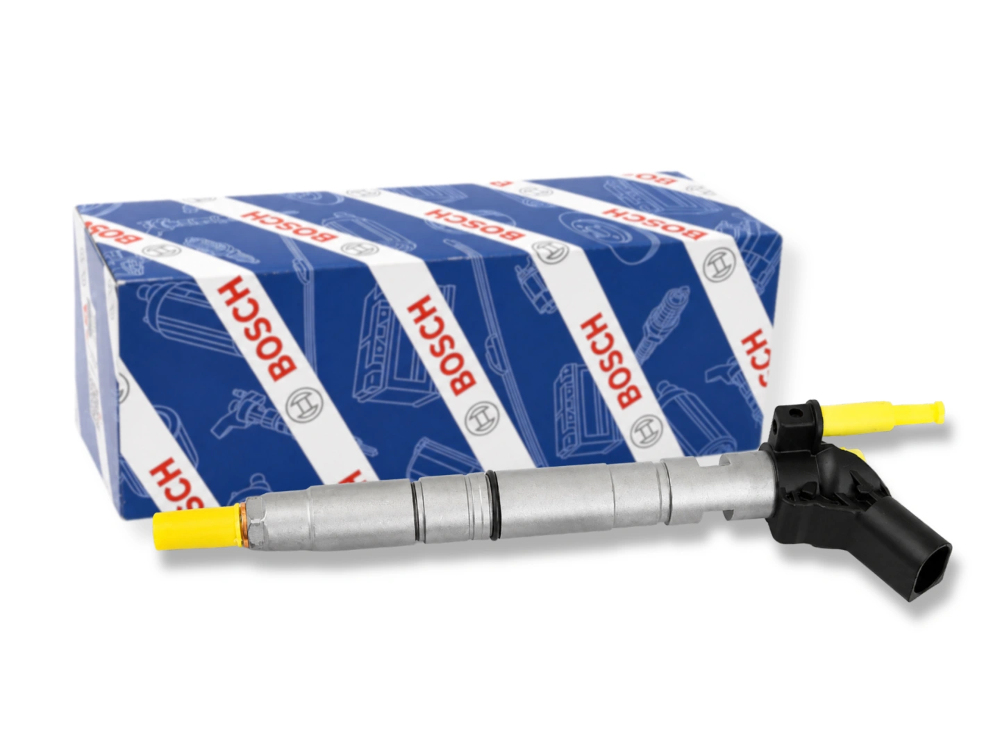 Wtryskiwacz Bosch 0445115052 ułożony ukośnie na jasnym tle