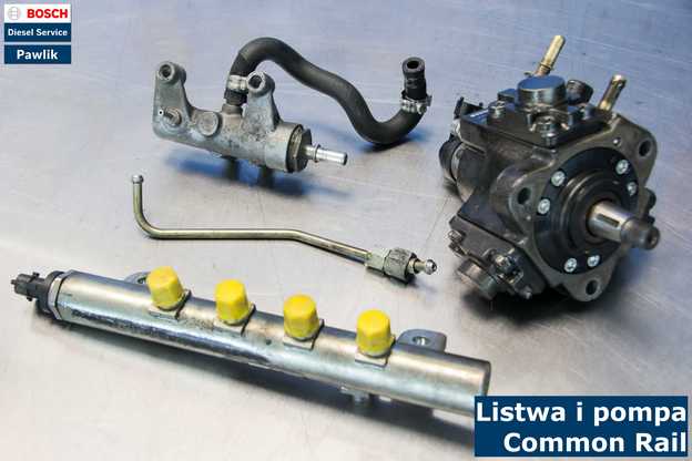 Listwa i pompa Common Rail Wymontowany układ Common Rail