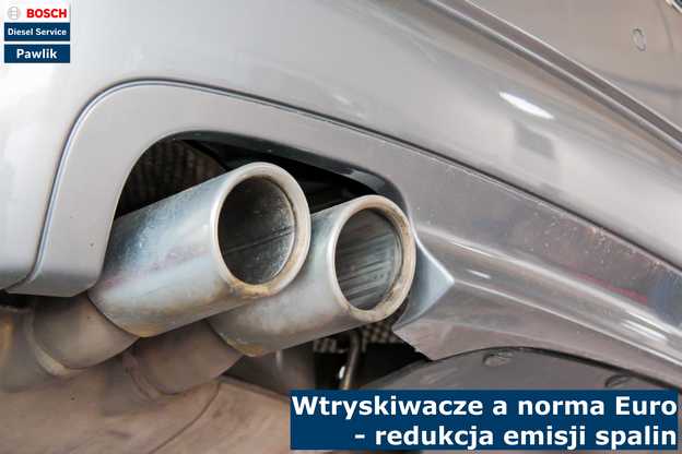 Wtryskiwacze a norma Euro - redukcja emisji spalin Wydech spalin samochodu osobowego