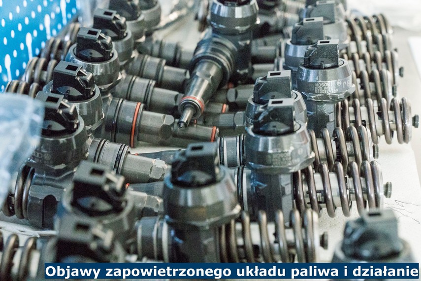 Objawy zapowietrzonego układu paliwa i działanie Rozmontowane części układu paliwowego