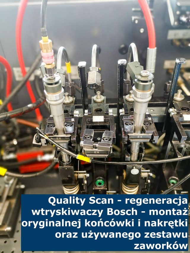 Quality Scan - regeneracja wtryskiwaczy Bosch - montaż oryginalnej końcówki i nakrętki oraz używanego zestawu zaworków Regeneracja wtryskiwaczy Bosch Common Rail w technologii Quality Scan